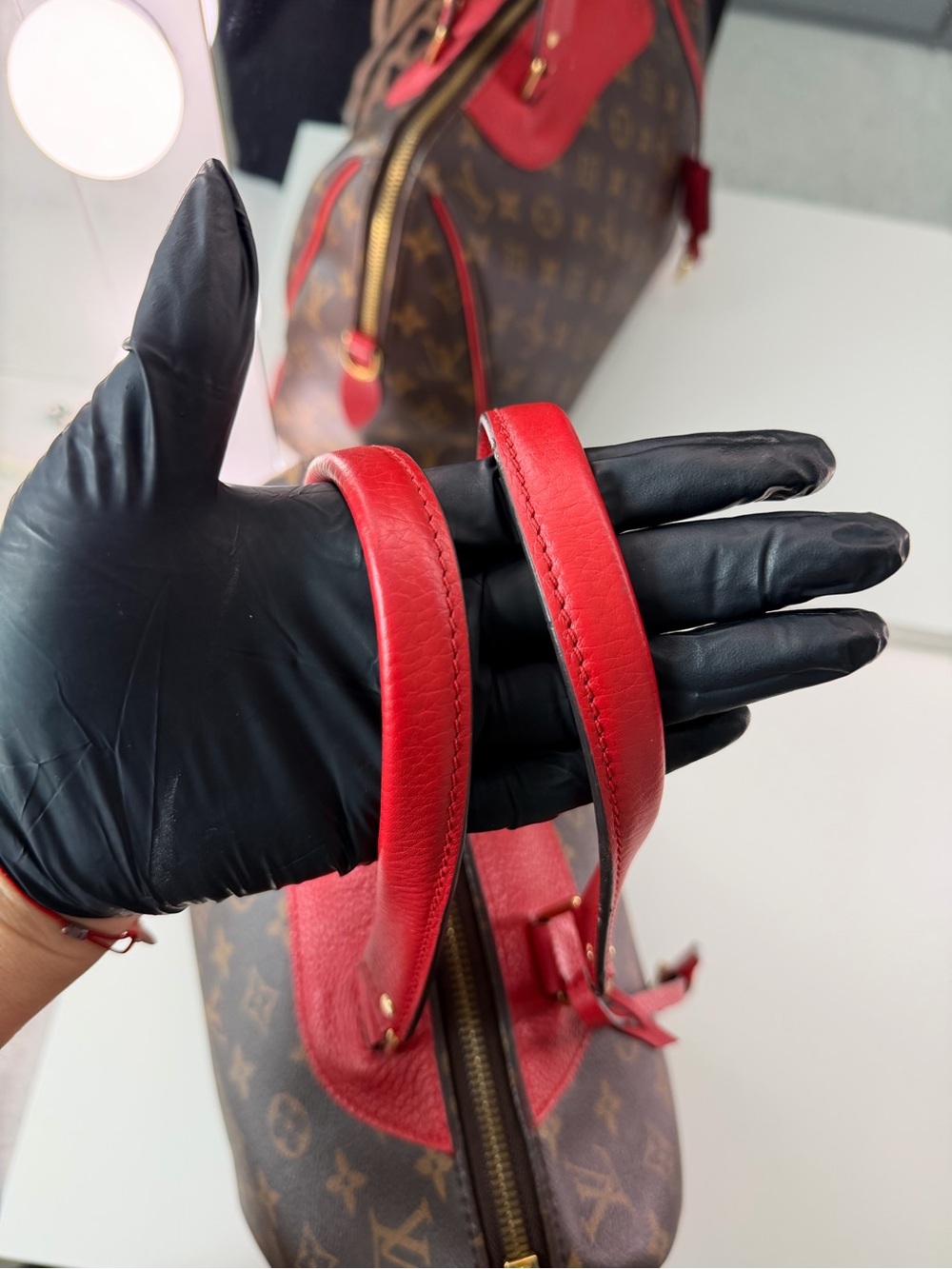 Louis Vuitton Retiro NM Monogram Canvas Coquelicot Red Satchel Bag w/ Lock Keys - Picture 7 of 11
